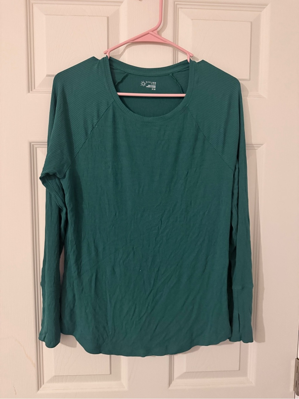 Aerie green Ribbed Long-Sleeve Crew Tee